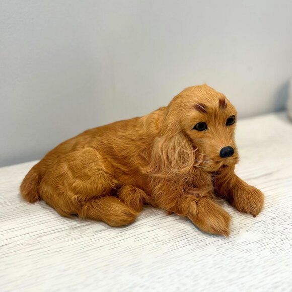 Vintage Real Goat Fur Cocker Spaniel Dog Statue Mid Century Kitsch Collectable - Picture 2 of 9